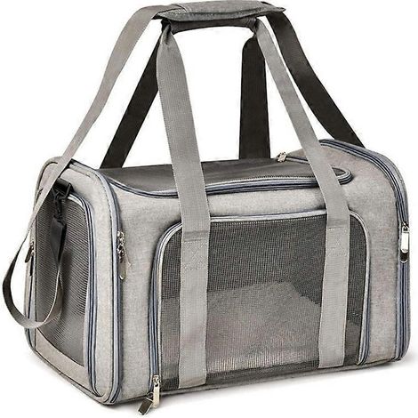Sac de transport pour animaux de compagnie, sac à main pour chien et chat, voyage extérieur, gris, taille S. (1/4)