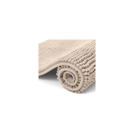 Tappetino da bagno in ciniglia - Antiscivolo - Morbido e assorbente - Lavabile - 40 x 60 cm - Beige