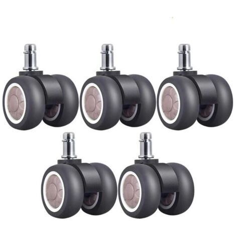 5 Pack 2 Inch Universal Wheel, Rubber Silent Wheel with 11mm Circlip, for Replacing Furniture Office Wheel (1/5)