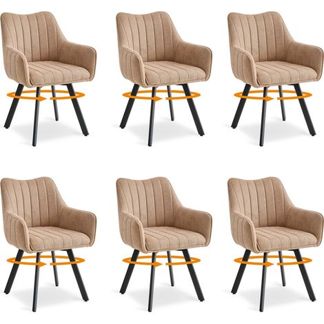 Wokaka Lot de 6 chaises Pivotante à 360°, Chaise Salle à Manger Scandinave, Chaise Salon avec Pieds en Métal, kaki (1/5)