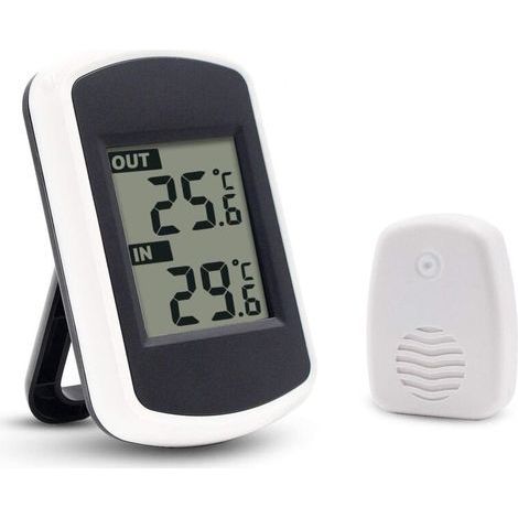 Termómetro digital LCD inalámbrico para uso interior o exterior, mini sensor de temperatura ambiente. Medidor meteorológico preciso para el hogar, el dormitorio o la oficina. Diseño compacto en color  (1/4)