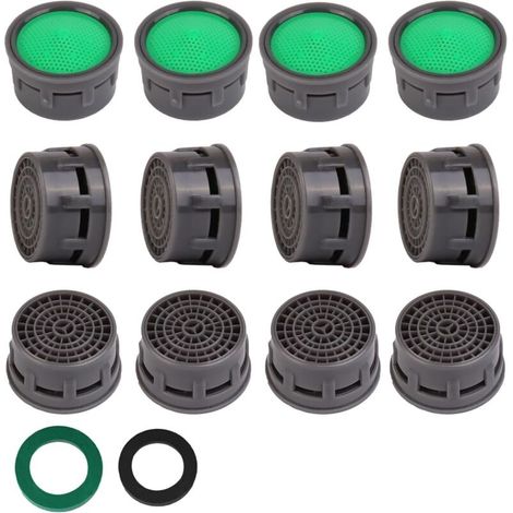 Aérateur de robinet, insert de restriction de débit, pour filtre de robinet de salle de bain ou de cuisine, compatible avec les aérateurs de robinet à filetage interne et externe, avec rondelle (12 pi (1/4)