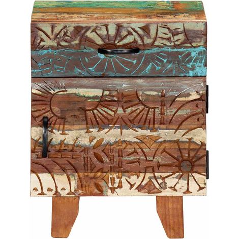 Maison Exclusive - Comodino Intagliato a Mano 40x30x50 cm in Massello di Recupero (1/5)