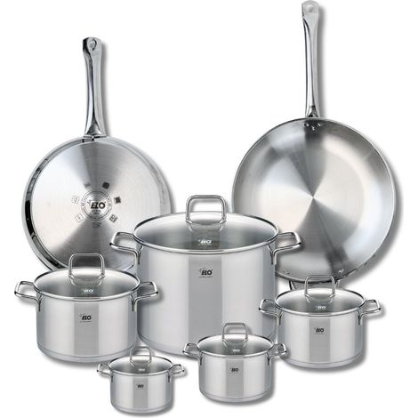 Ensemble de 2 Poêles de cuisson 28 et 32 cm et 5 faitouts 12, 14, 16, 20 et 26 cm Elo Profi Citrin (1/5)