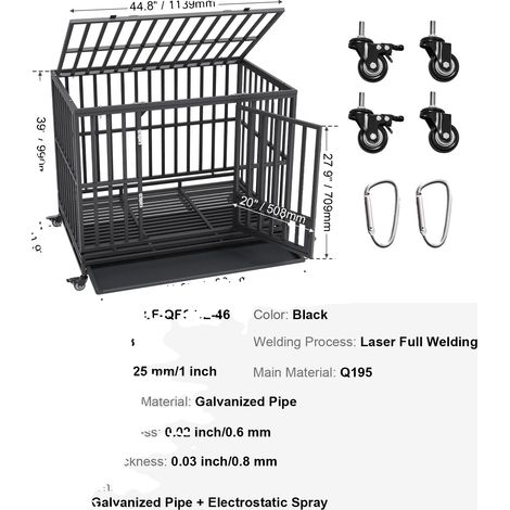 Caisse pour chien robuste, design à 3 portes, roues verrouillables, plateau amovible (1/2)