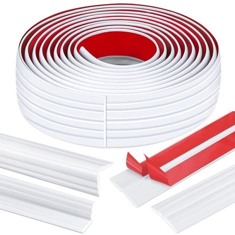 Weiße 3M PVC-Eckleiste, 300 x 4 cm, flexible, selbstklebende Eckleiste, individuell zuschneidbare flexible Sockelleiste, flexible Eckleiste für abgerundete Ecken