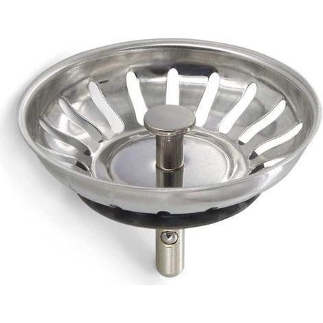 2 bouchons d'évier de cuisine en acier inoxydable - crépine universelle (diamètre 78 mm), grille d'évier anti-obstruction et panier d'évier à vidange rapide (1/5)