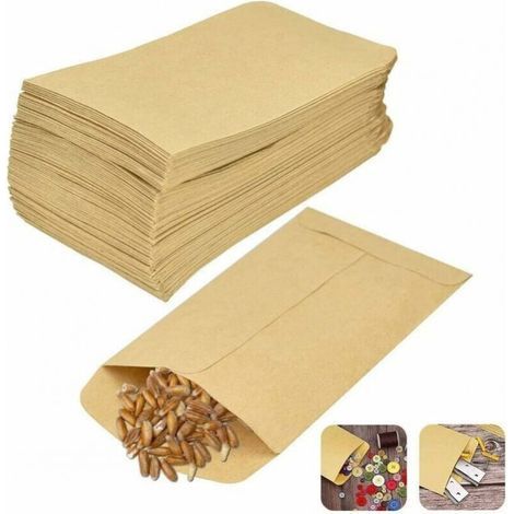 100Pcs Sacs en Papier Kraft Marron 10 x 6 cm Sac Alimentaire Pochette Kraft Graines Sachet Recyclable Sac en Kraft Papier Vintage pour Semences Bonbons Biscuits Lettres (1/5)