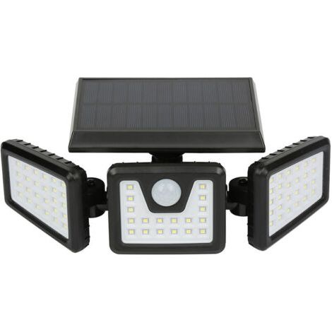 Projecteur solaire murale lampe solaire exterieur avec 3 têtes 70 LED détecteur de mouvement (1/5)