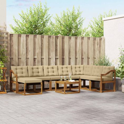 vidaXL Outdoor-Sofagarnitur 9 Stk. Natur und Beige (1/5)