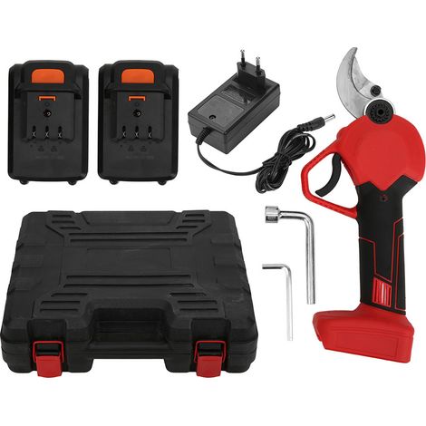 Sécateur électrique sans fil 21V, lame en acier, outil de jardin rechargeable, prise UE 100-240V, 2 batteries + chargeur, coupe-branches puissant (1/5)