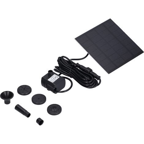 Kit fontaine solaire 1.8W – plastique – 4 buses – installation facile – jardin / piscine / bassin (1/5)