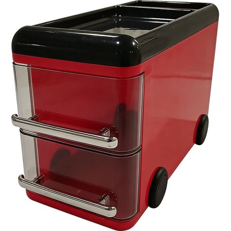 Schreibtisch-Organizer in Autoform, niedliche Aufbewahrungsbox mit Stifthalter und 2 Schubladen für Zuhause oder Studentenwohnheim, Rot (1/5)