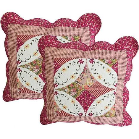 Ensemble de 2 housses de coussin décoratives en coton matelassé style bohème, imprimé floral patchwork, pour chambre, canapé ou voiture (Fleurs K, 45 x 45 cm)