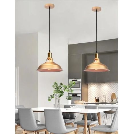 U-do Lot de 2 Lustre Industriel Ajustable Salon,Lampe Suspension Vintage Style Edison pour Salon Chambre (1/4)