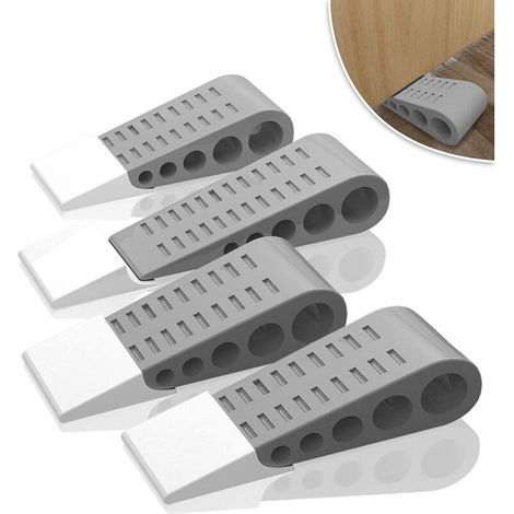 (Gris)Butée de porte en caoutchouc, 4pcs Cale Porte en Caoutchouc Robuste antidérapant, Bloc de porte Anti-Rayures Fonctionne sur toutes les surfaces (1/5)