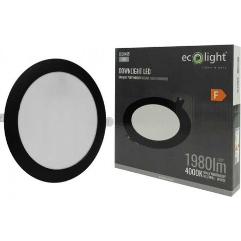 Downlight encastré rond noir 22cm LED 18W 4000K Ecolight (1/4)
