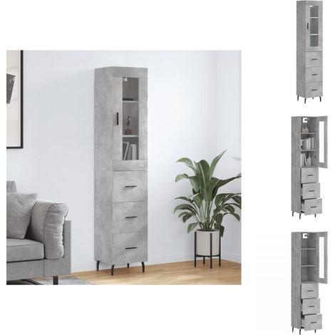 Sideboards - Living Highboard Betongrau 34,5x34x180 cm Holzwerkstoff (1/5)
