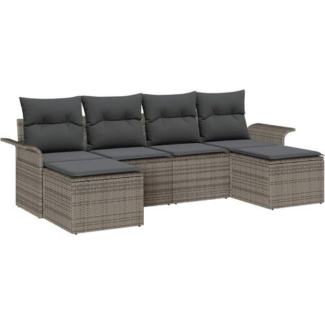 Maison Exclusive - Gartensofa-set mit Speicher 6 pcs Grau Poly-Ra