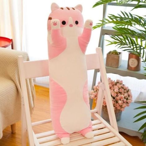 Oreiller en peluche en forme de chat - Marque - Modèle - Doux - Mignon - Rose - 50cm