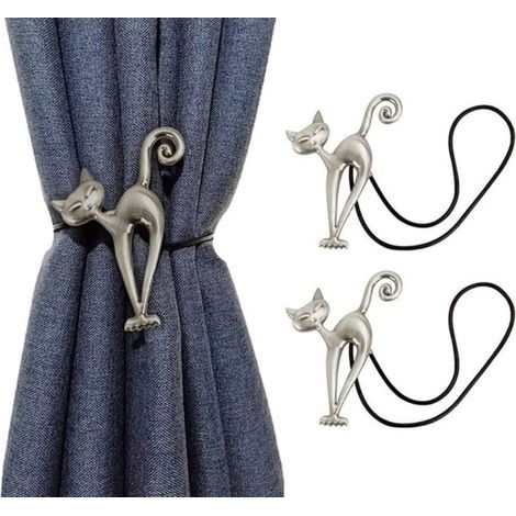Attache de Rideau Magnétique en Forme de Chat – Lot de 2 Pièces, Décoratif et Pratique pour Salon, Chambre ou Bureau (1/5)