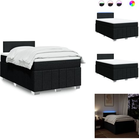 Sommier à lattes de lit avec matelas noir 120x190 cm tissu - Sommier À Lattes De Lit - Sommiers À Lattes De Lit - Lit - Meuble De Chambre À Coucher (1/5)