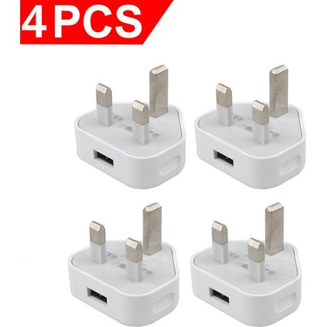 FLITI 3-Pin UK USB Charger - Pack of 4 5V/1A Power Adapters for Smartphones and Tablets - Fast and Safe Charging (1/5)