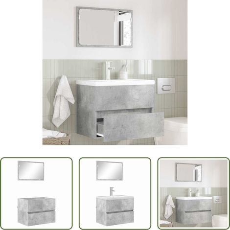 vidaXL Tiroir salle de bain - Ensemble de mobilier de salle de bain avec tiroir Gris béton (1/5)