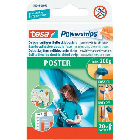 TESA PLASTRY SAMOPRZYLEPNE 20szt. 0,2KG POWERTSRIPS POSTER