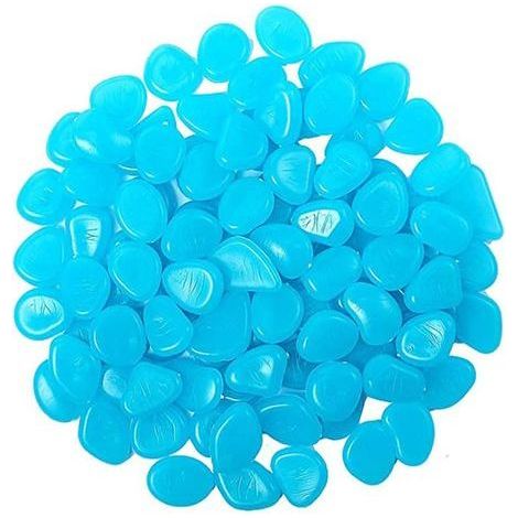 Lot de 200 galets lumineux multicolores pour aquarium, galets fluorescents pour allées, décoration d'extérieur, aquarium, jardin (bleu) (1/5)