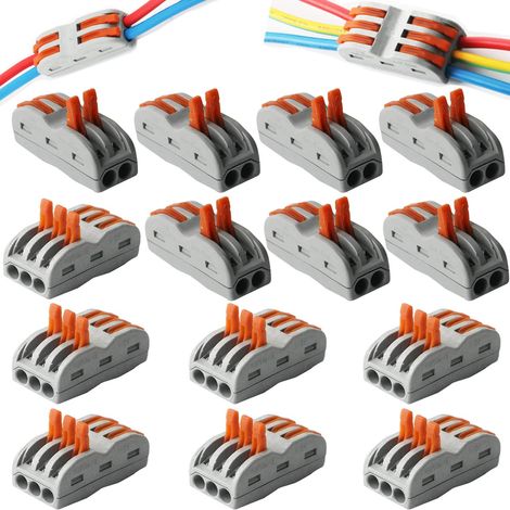 Bornes de Connexion Automatique, Rapide Connecteur de Fil de Câble, Connecteur à Ecrou à Levier, Assortiment de Conducteurs Connecteurs de Fils Compacts (SPL-2/10 Pièces, SPL-3/10Pièces) (1/5)