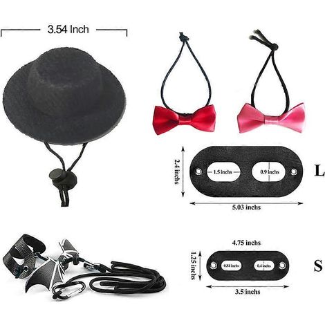 Chapeau, nœud papillon et corde de traction pour lézard en cuir souple, harnais et laisse pour dragon barbu, costume d'Halloween - C- (1/4)