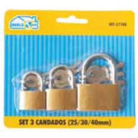 SET 3 CANDADOS CANDADOS DE SEGURIDAD PARA HOGAR MEDIDAS 25 30 Y 40 MM 16163212