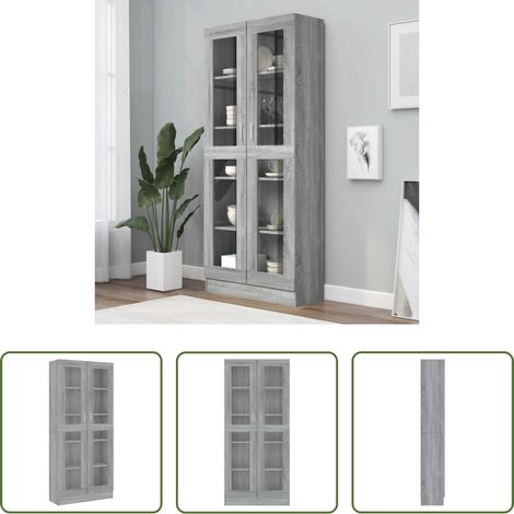 Holzwerkstoff - Vitrinenschrank Grau Sonoma 82,5x30,5x185 cm Holzwerkstoff (1/5)