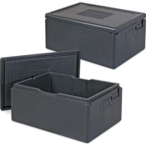 BRB Lot de 2 boîtes isothermes GN1/1 m avec couvercle - Dimensions : 600 x 400 x 280 mm - Anthracite - Capacité : 39 l - Poids : 0,90 kg