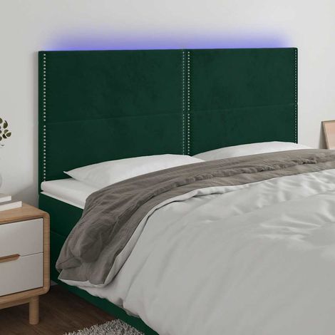 LED Kopfteil Dunkelgrün 200x5x118/128 cm Samt