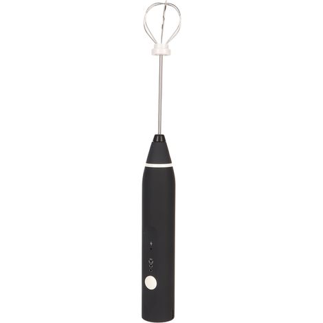 Mousseur à lait rechargeable en acier inoxydable 304, appareil portatif, fouet électrique sans fil, mélangeur à boissons rechargeable (noir avec crochet) (1/5)