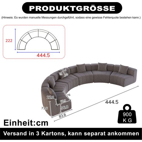 Module de canapé incurvé en chenille avec 2 coussins, module de canapé incurvé, symétrique et semi-circulaire pour chambre, salon, bureau (pour se détendre ou faire une sieste) (1/5)