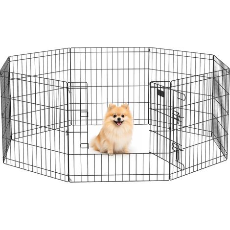 Parque de Juegos para Perros 8 Paneles 61x61 cm Jaula Metálica para Mascotas con Puerta y Doble Cerradura Negro (1/5)