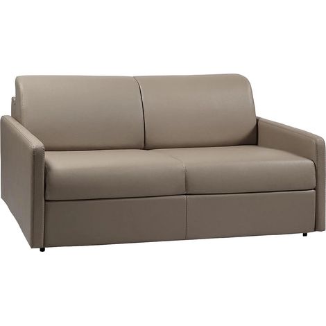 Divano letto 3 posti a ribalta Letto con doghe larghe 140 cm Materasso 14 cm Similpelle Tortora - CALIFE (1/4)