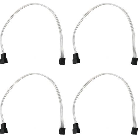 Cable Dextension PWM - 4 Broches - Fil De Cuivre Argenté - Pour Ventilateur PC - 4 Pièces (1/5)