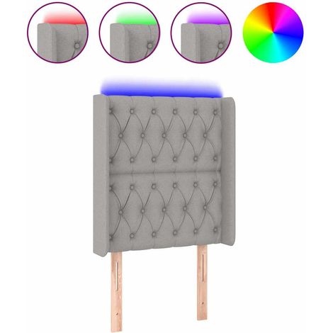 Maison Exclusive - Cabecero con LED de tela gris claro 83x16x118/ (1/5)