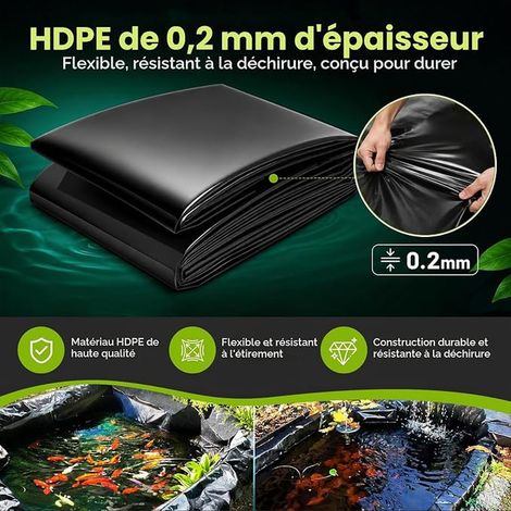 Bache Bassin, Bâche Bassin Extérieur 0.2mm Epaisseur, Liner Bassin Jardin pour Bassins D'agrément, Bassin a Poisson, Cascade (4x6m) (1/2)