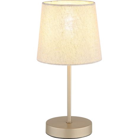 Lampada da tavolo, lampada da salotto, E14, color champagne, metallo e tessuto, H 32 cm (1/5)