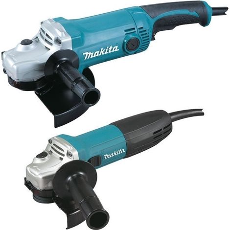 Makita – Ensemble de 2 meuleuses 125mm 720W et 230mm 2000W – Interrupteur de sécurité – Pour béton armé – DK0057
