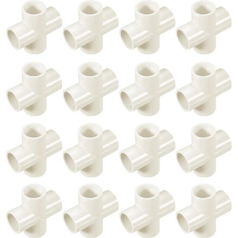 16 Pcs Raccord PVC Blanc Croix 4 Voies PVC 20mm ID Connecteurs PVC Coudes Raccords Tuyauterie en PVC, Connecteurs d'angle pour Meubles PVC pour Structures de Support de Jardin DIY (1/5)