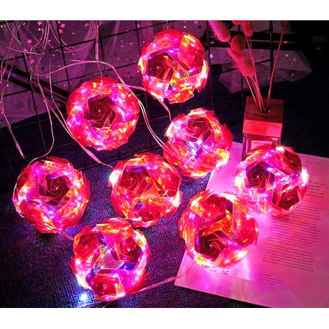 Ghirlanda Luminosa Natale Interno 15 Palline LED 4M Luce Fucsia Prolungabile (1/5)