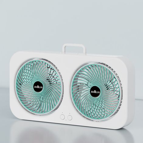 Ventilateur à double tête USB rotation 360° portable vitesses réglables ultra silencieux pour bureau voyage camping extérieur 360 3 Vert (1/5)