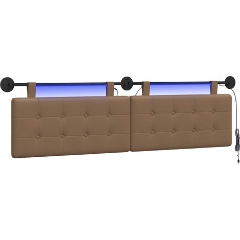Testiera Testata del letto sospesa Con luce LED Cappuccino Similpelle (1/5)