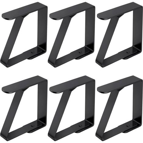 Lot de 6 Noir grandes pinces à nappe en acier inoxydable pour tables épaisses, pinces à nappe, pour tables épaisses, pinces à nappe, pour table de jardin, restaurant, famille, table à manger (1/5)
